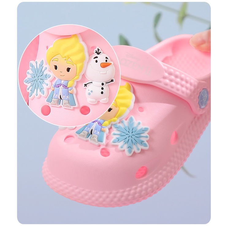 SANDAL ANAK PEREMPUAN SLOP CROCS CARTOON FROZEN ELSA DISNEY ANTI-SLIP 22035