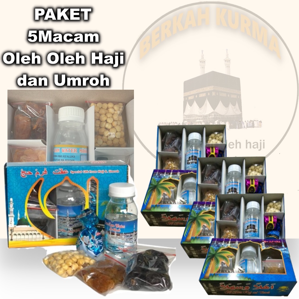 Paket kurma 5macam oleh oleh haji dan umroh /kurma /air zam2/kacang arab dll