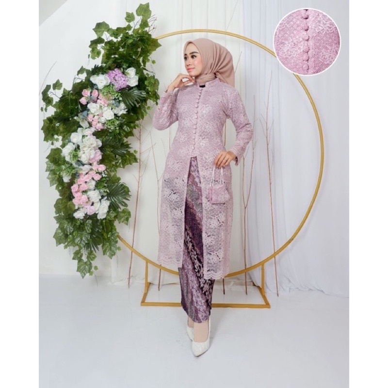 Permata Olshop / Setelan Kebaya Tunik Brukat  Busui Kancing / Kebaya Tunik / Kebaya Busui / Kebaya Pesta Kondangan / Kebaya Modern