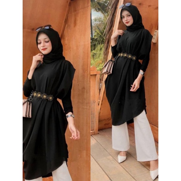 LENORA DRESS PREMIUM / DRESS KAFTAN WANITA / WARNA HITAM PUTIH ARMY ICEBLUE DUSTY / MONOCHROME FASHI