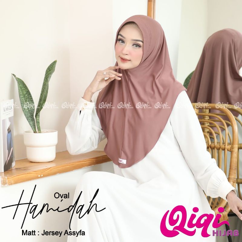 [ Qiqi hijab ] HAMIDAH OVAL GRADE A••hijab instan oval••hijab instan jersey premium