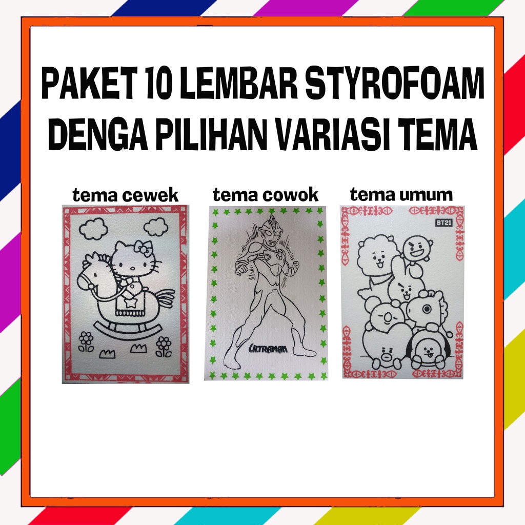

styrofoam lukis mewarnai isi 10 lembar pilih gambar