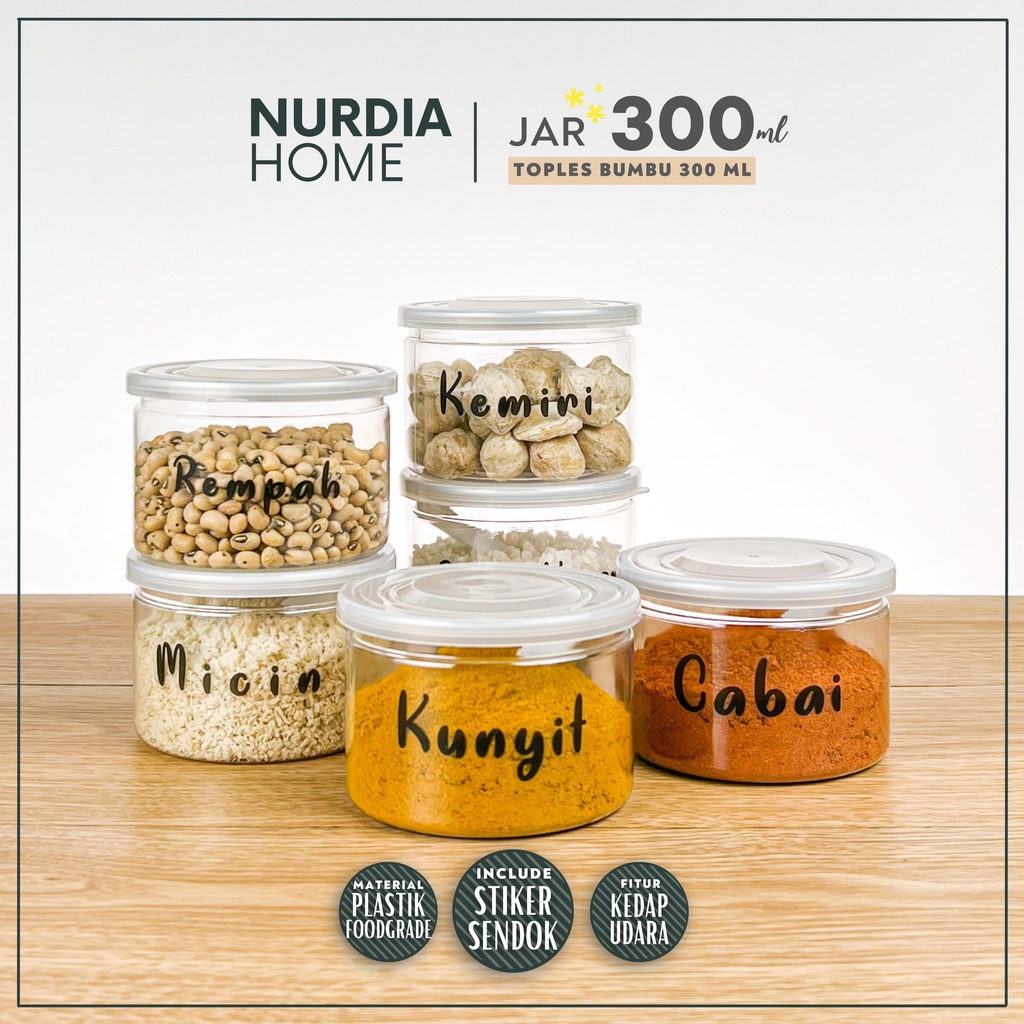 Toples Bumbu Dapur 300 ml Nurdia Home (Tempat bumbu dapur / Wadah bumbu / Botol Bumbu) - J02