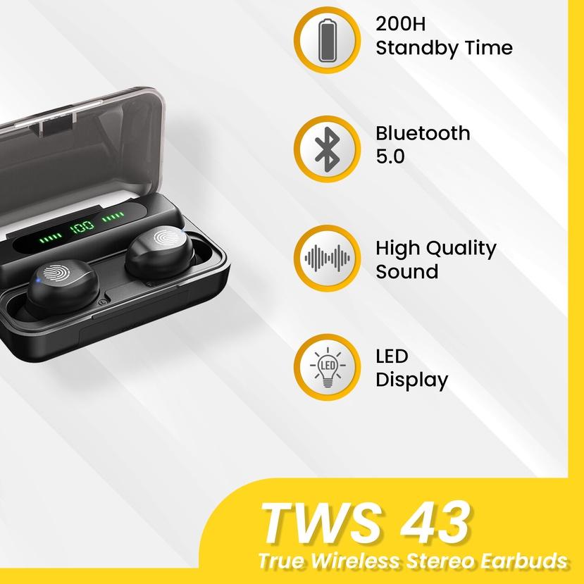❊ REMAX TWS-43 BLUETOOTH EARBUDS TRUE STEREO AND 1200MaH POWER BANK WITH DIGITAL DISPLAY ❄