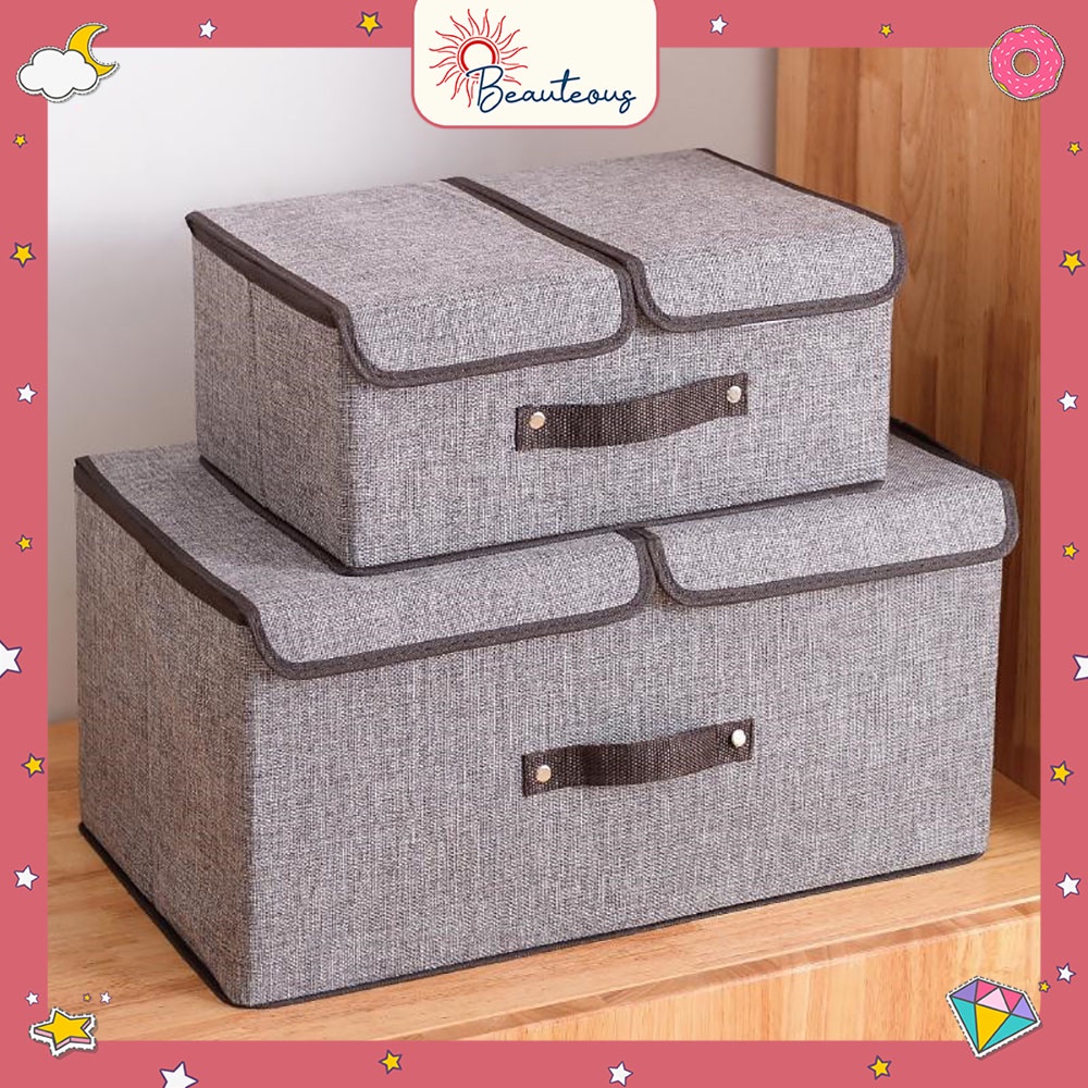 Kotak Penyimpanan Lipat Storage Box Organizer Baju Mainan 2in1