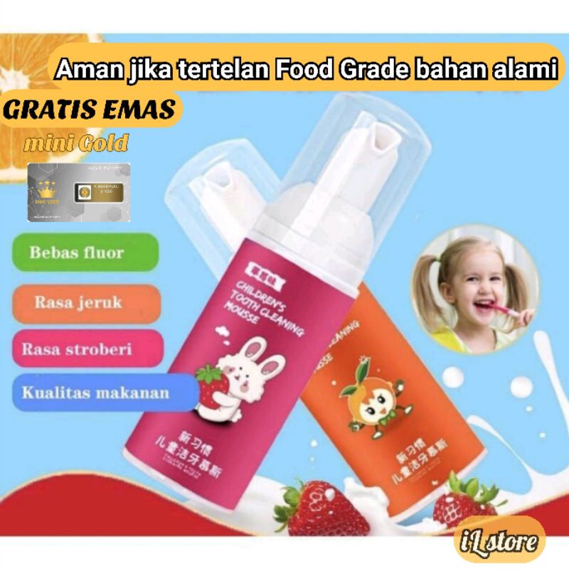 children toothpaste pasta gigi anak / odol anak busa / toothpaste untuk sikat gigi bentuk U 100% ori