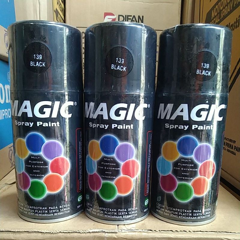 pilok pilox magic spray paint magic black 139 300cc hitam mengkilap hitam glossy hitam kilap