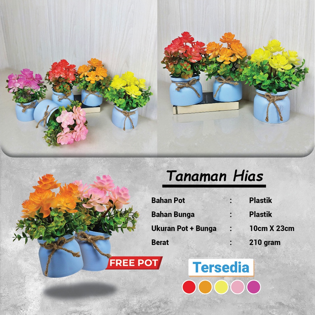 Tanaman Hias Plastik Ornamen Pot Bonsai Hiasan Tanaman Bunga Pajangan Dekorasi Hiasan Rumah Import Artificial Flower Satu7an PBP90