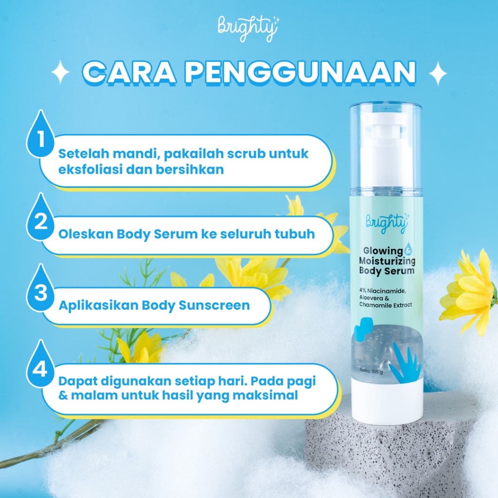 [ FREE GIFT ] Brighty Glowing Moisturizing Body Serum - Whitening Pencerah Badan BPOM