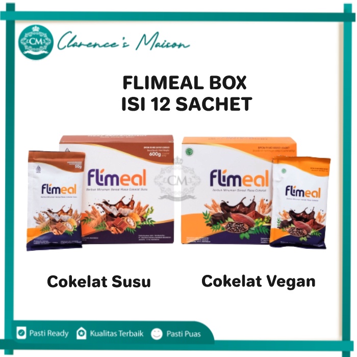 

Flimeal Meal Replacement BOX, Flimty Flimeal Susu Sereal Diet Cokelat, Sereal Diet Cokelat Susu By Flimty, Sarapan Pengganti Flimeal Cokelat Vegan