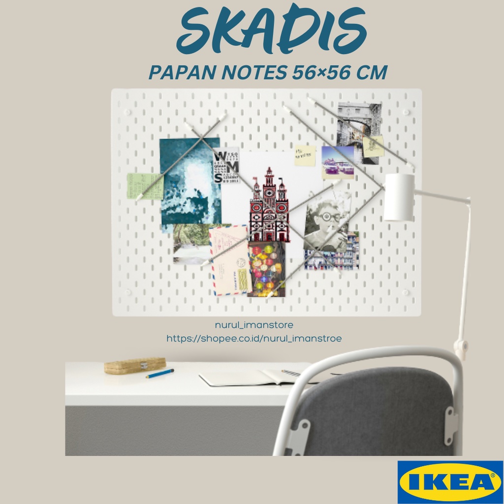 COD [SIAP KIRIM] IKEA SKADIS PAPAN NOTES 56×56 CM WARNA PUTIH COKLAT HITAM gantung memo PENGAIT KAIT