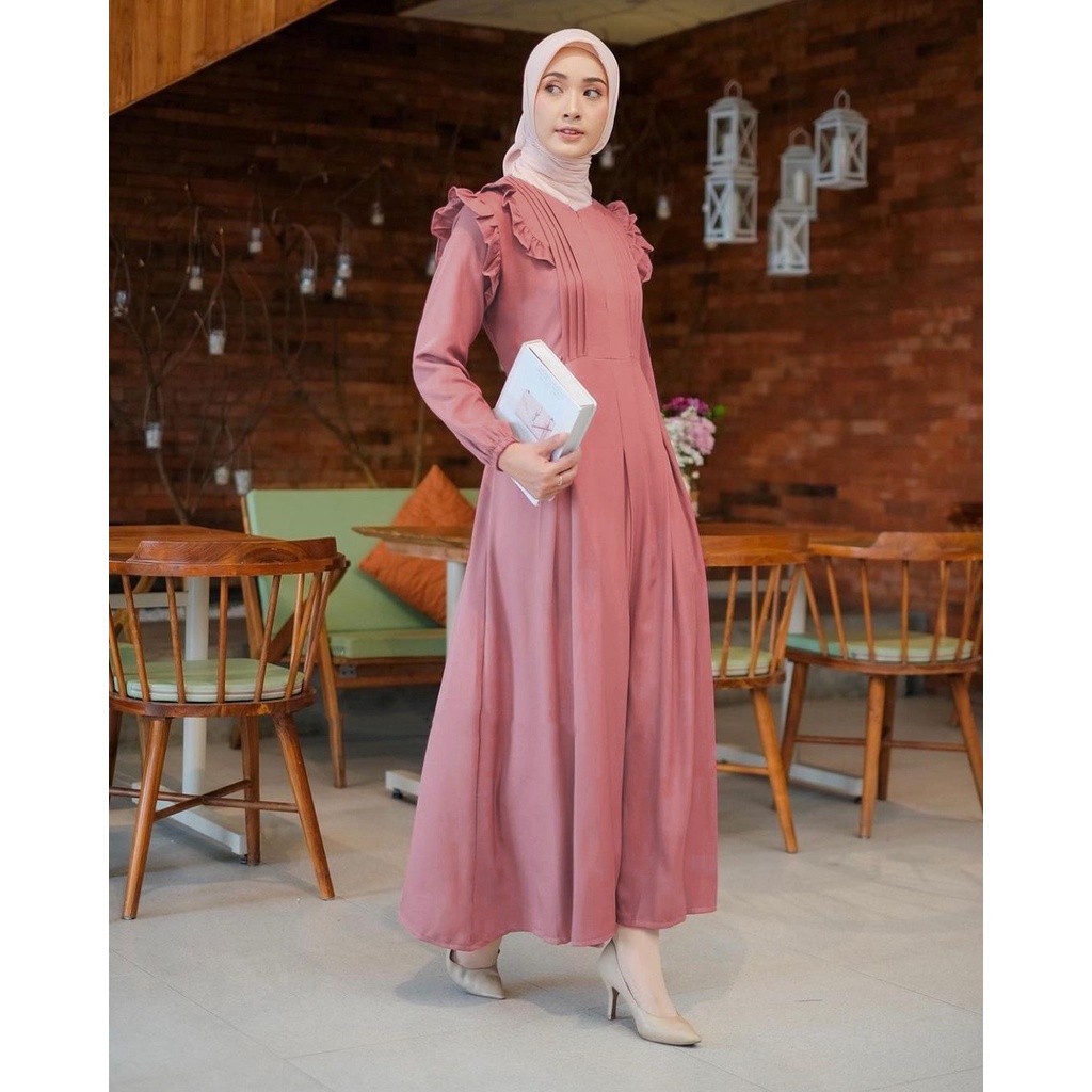 Baju Busana Muslim Gamis Terbaru 2023 Lebaran Wanita Import Remaja Kekinian Korean Style Bahan Bagus