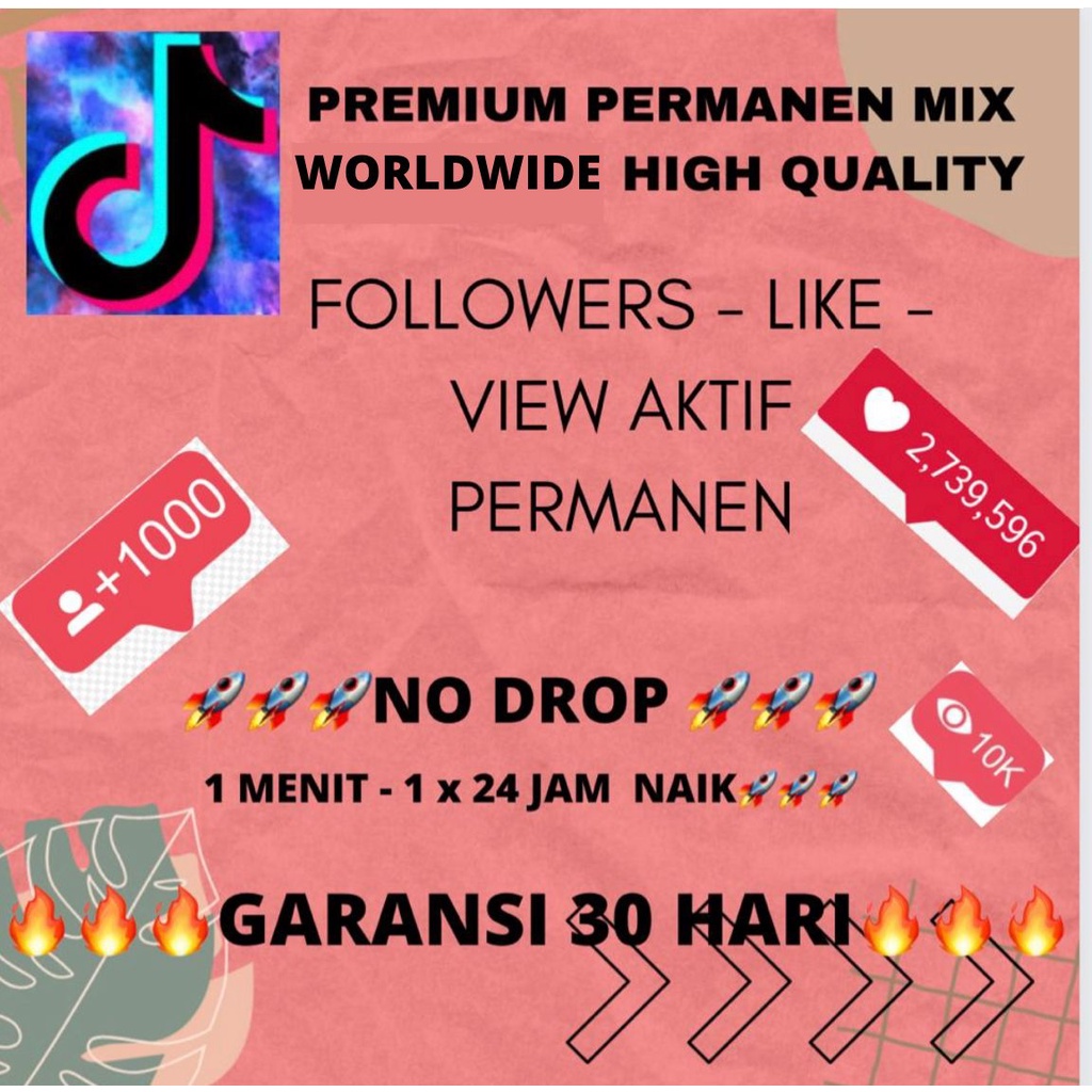 TIKTOK VIEW ( 10.000 - 90.000 ) SOFTWARE VIEW PERMANEN TIKTOK MIX WORLDWIDE GARANSI 30 HARI