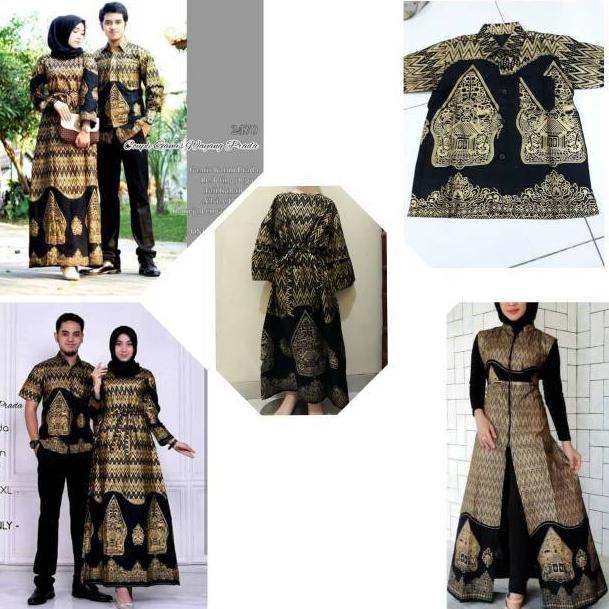 [ART. 1844 Couple family long dress batik prada gold wayang sarimbit keluarga