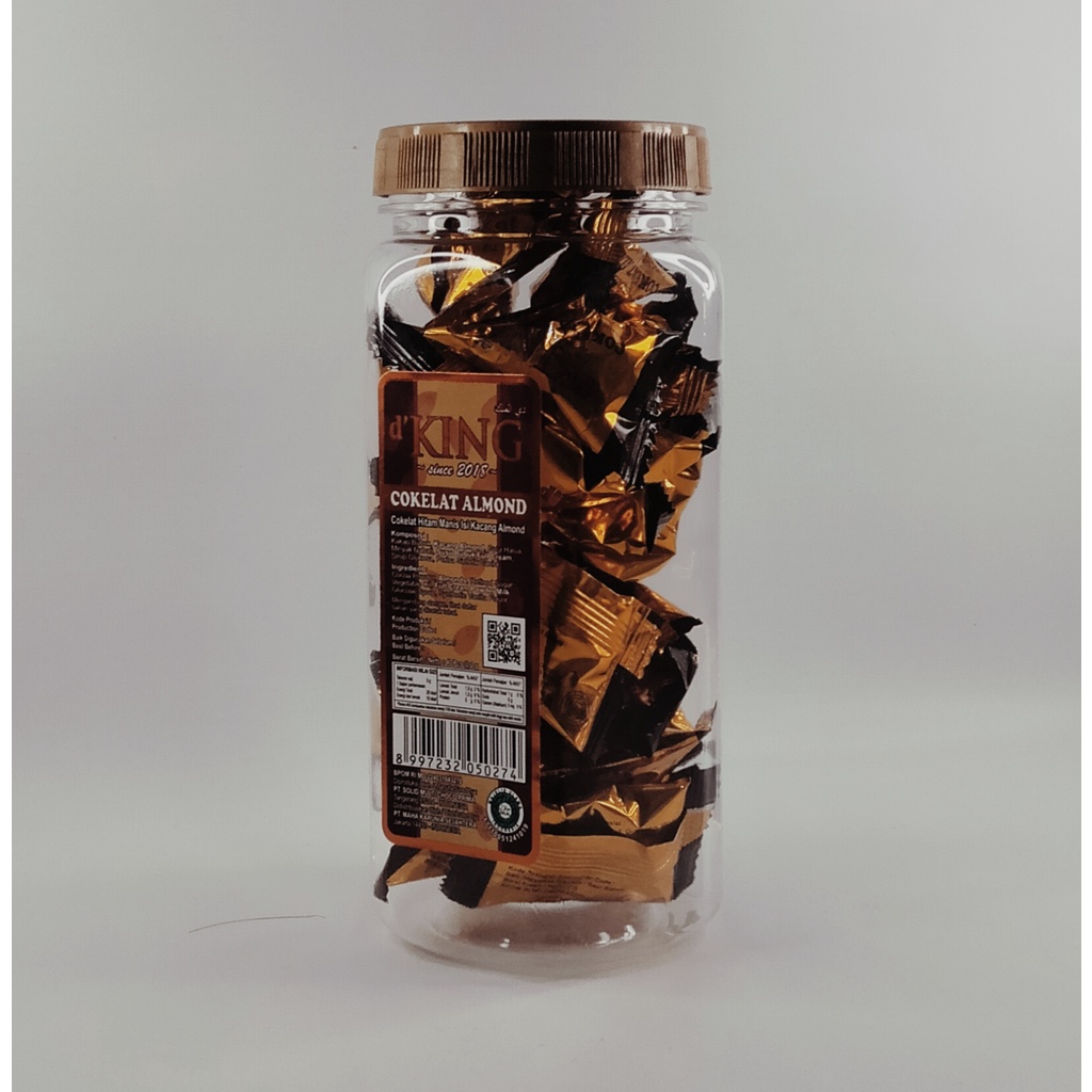 

d'king coklat almond bonibol isi 40 pcs dark chocolate