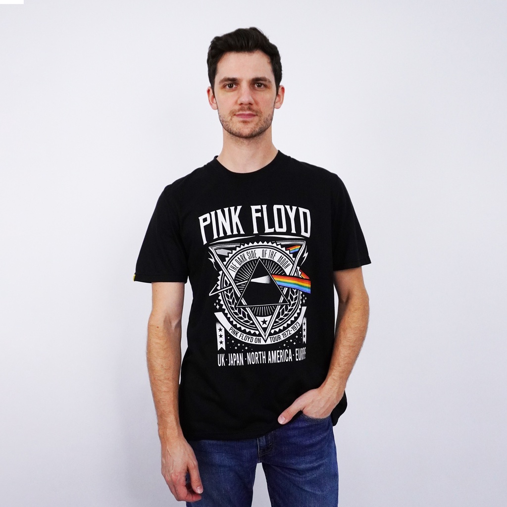 DEN N DEV Kaos Pria Distro Lengan Pendek Motif PINK FLOYD T-Shirt Keren Baju Band Terlaris