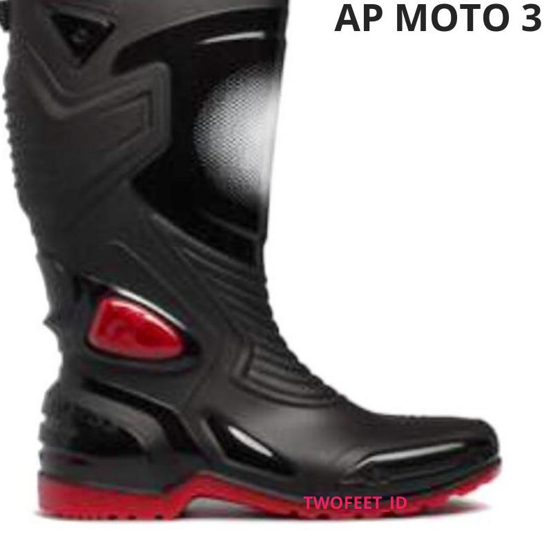✿ AP BOOTS MOTO 3 BLACK RED 38-45 - SEPATU BOOTS SEPATU BIKERS MOTO 3 - AP BOOTS ➭