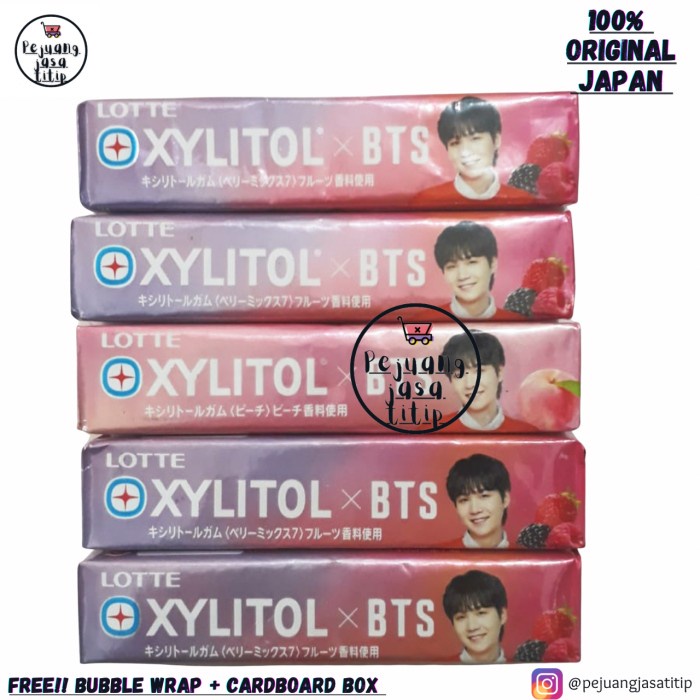 

Ready[bisa Cod] Permen Xylitol Gum Lotte BTS Mix Berry & Peach Limited Original Japan - Suga