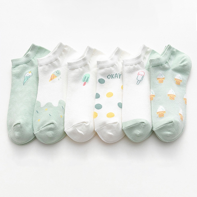 TIKTOK - D2040 Ankle Socks / Kaos Kaki Wanita Motif Ice Cream K5695 / Kaus Kaki Pendek Fashion Korea / Sarung Kaki Unisex