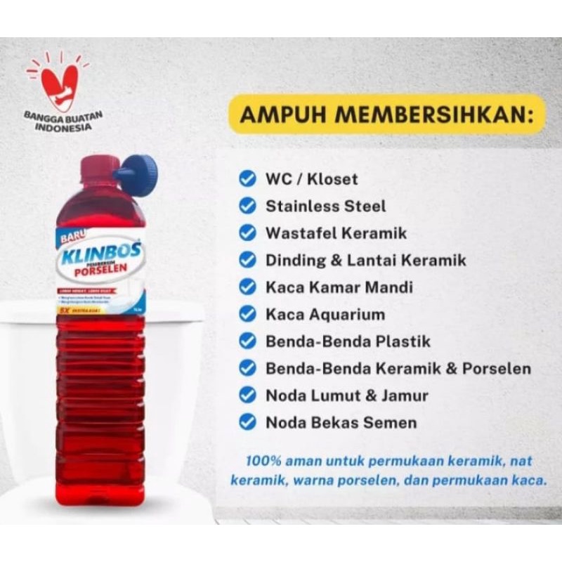 KLINBOS PEMBERSIH PORSELEN, LEBIH HEMAT LEBIH KUAT menghilangkan Noda membandel