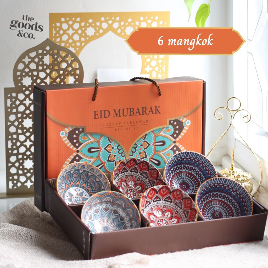 Mangkok Set Souvenir Hampers Eid Mubarak Bowl Set Mangkok Keramik Gift Idul Fitri Set BOHEMIAN Gift Set Motif Batik