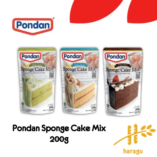 

Pondan Sponge Pouch 200g Vanila, Cokelat, Pandan