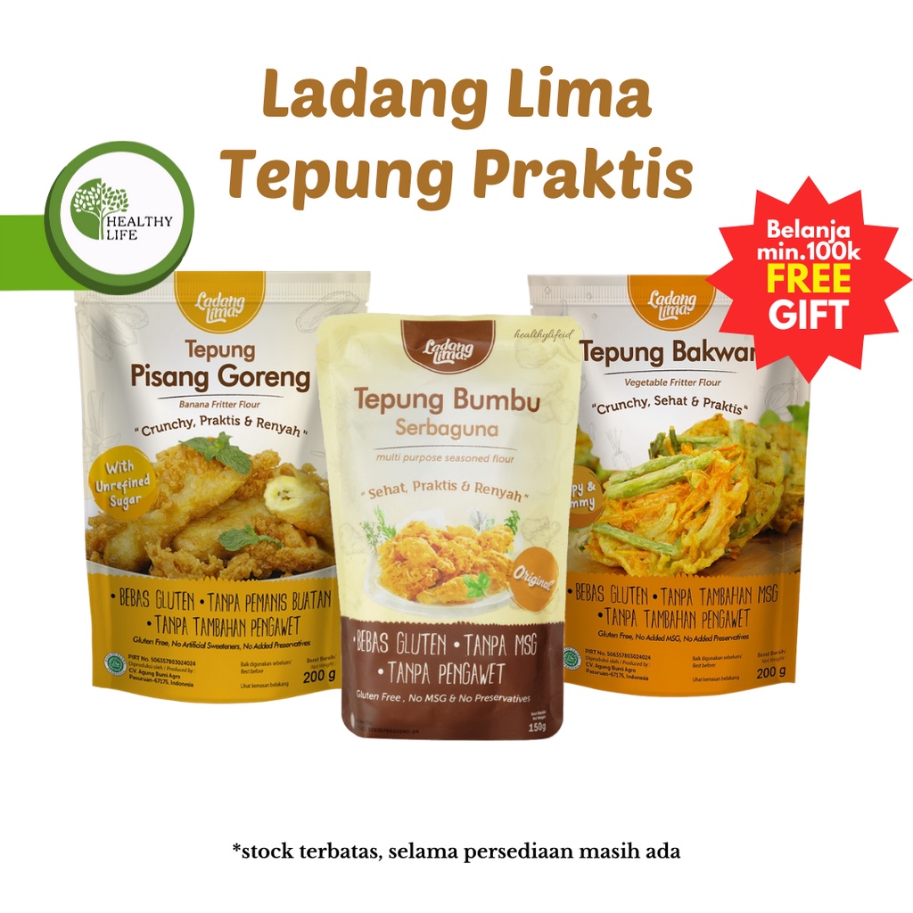 Ladang Lima Tepung Bumbu Goreng Serbaguna 150gr / Tepung Bakwan 200gr / Tepung Pisang Goreng 200gr