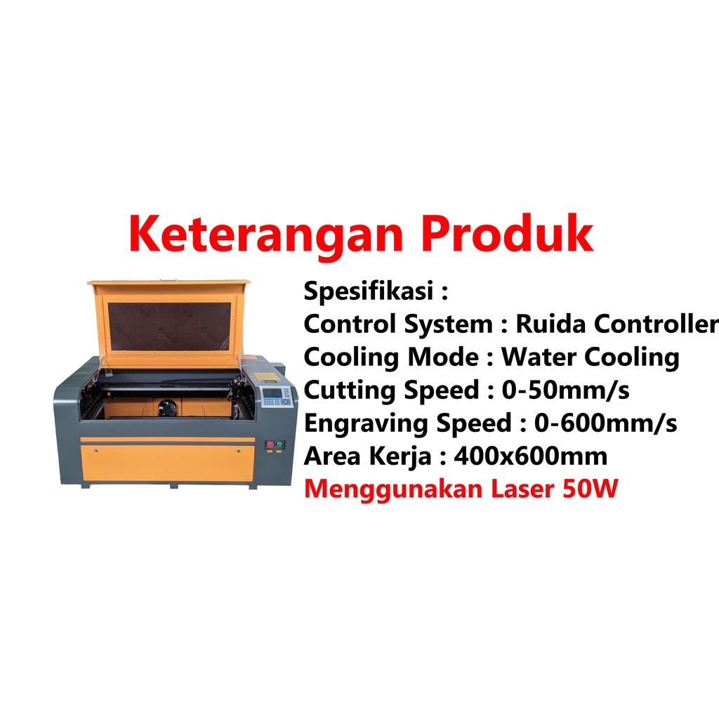 [HAEBOT] CNC Laser CO2 50W 50 Watt 4060 40x60 Controller Ruida Cutting dan Grafir Mesin Engraving Ukir Potong Akrilik Kayu USB