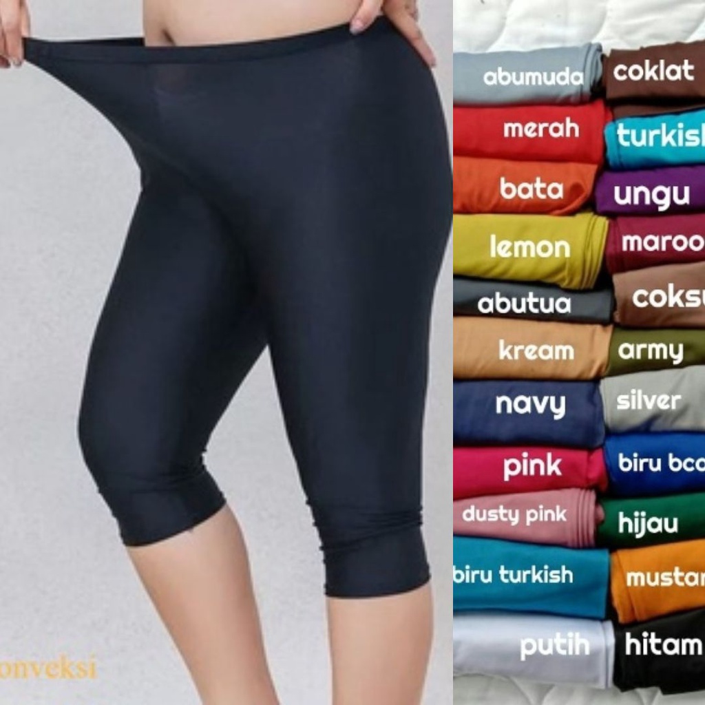 LEGGING 7/8 SPANDEX JERSEY ELASTIS WANITA POLOS STANDART - R2AJAKARTA