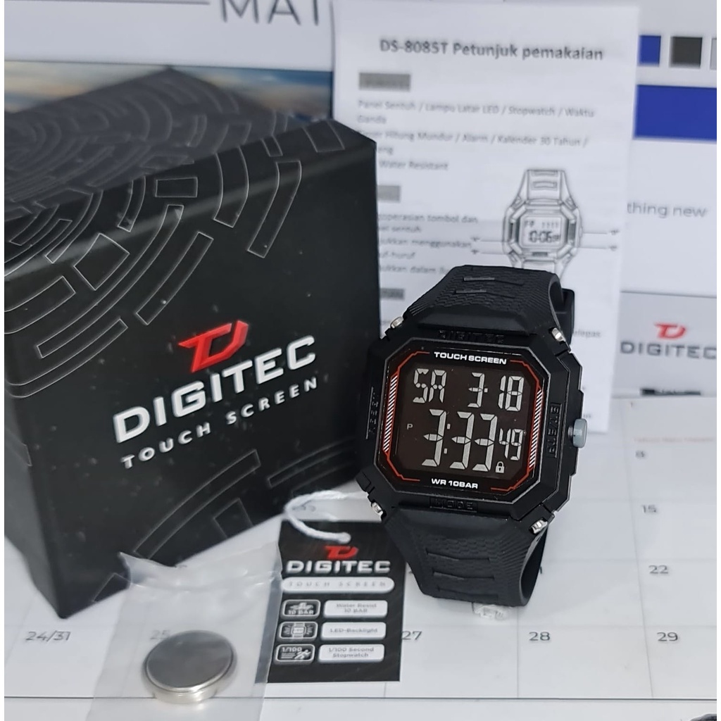 Jam Tangan Pria Digital Digitec Touchscreen DS 8085 Rubber Original Tahan Air