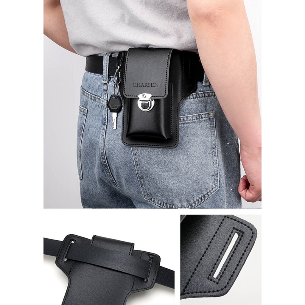 Tas Pinggang HP Kulit PU Pria Kualitas Premium / Tas HP Pinggang Traveling - SP-01 [ TAS ]