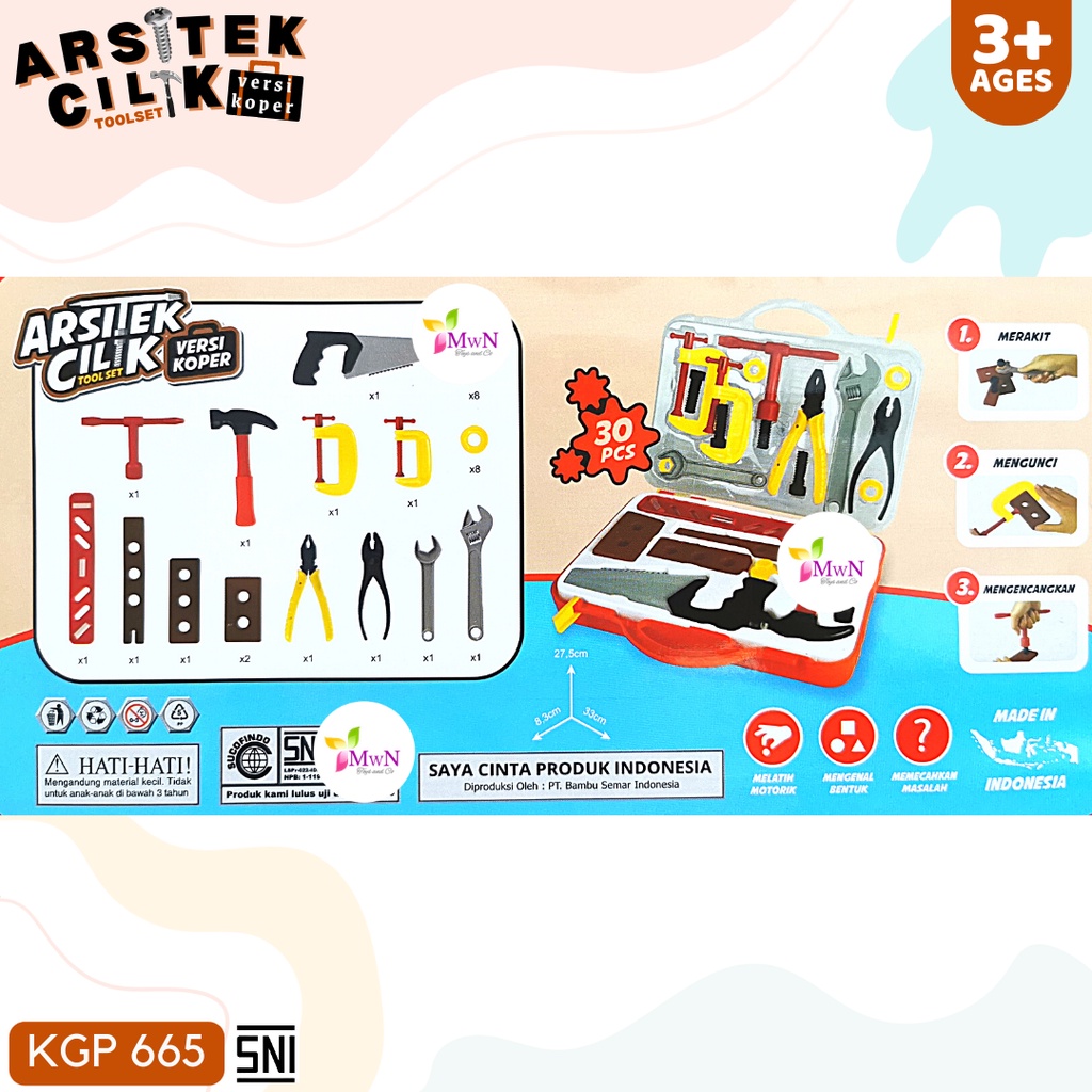 MWN Mainan Arsitek Cilik Koper Tool Set isi 30pcs KGP665