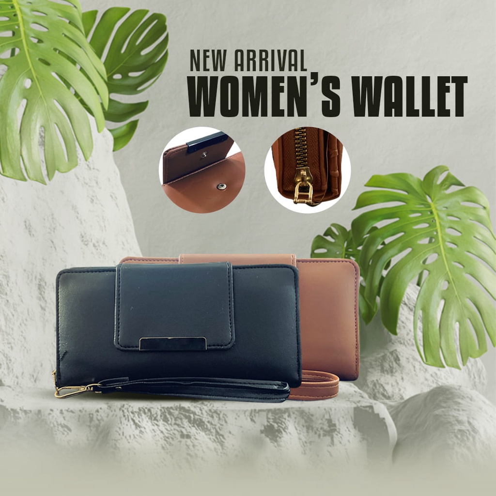 Dompet Wanita - Dompet Panjang Wanita PLAT Casual Women - Dompet Kulit PU Cewe Korea