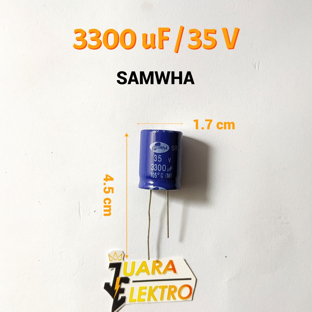 KAPASITOR ELCO 3300uF / 35V (1 Pcs) | Capasitor Elko 3300 uF/35 Volt SAMWHA