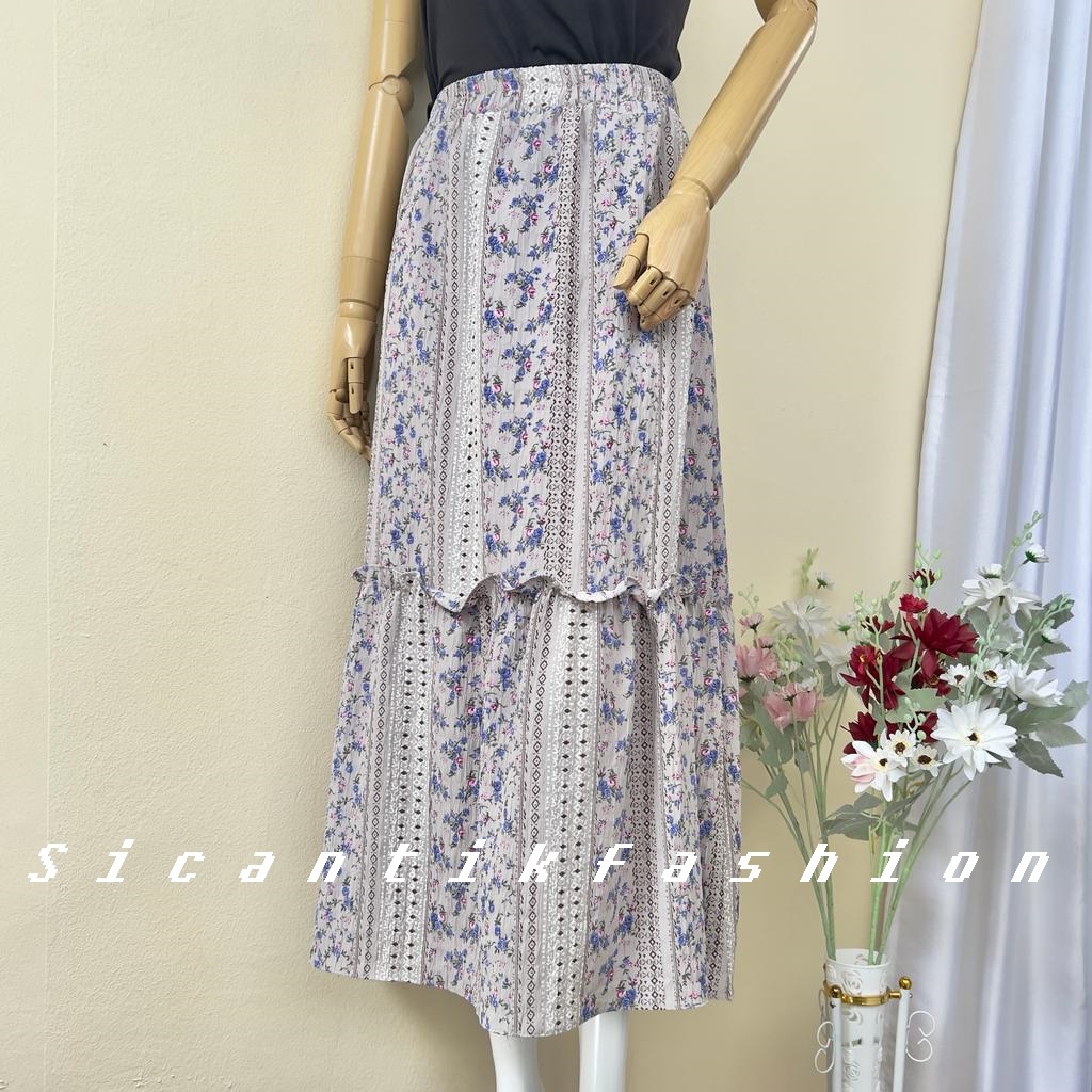 Rok Maxi Wanita / Rok motif Bunga / Rok Korea