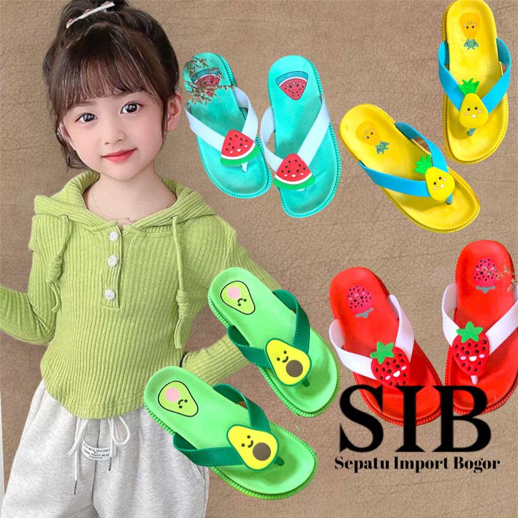 Sandal Anak Jepit Jelly Tali BUAH UNISEX Karet  Import