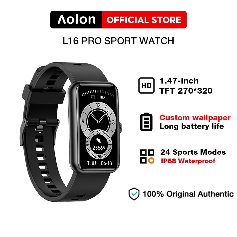 newAolon L16 Smart Watch 1.47 Inch Full Screen Touch Heart Rate IP68 Waterproof PK Huawei Band 6 7