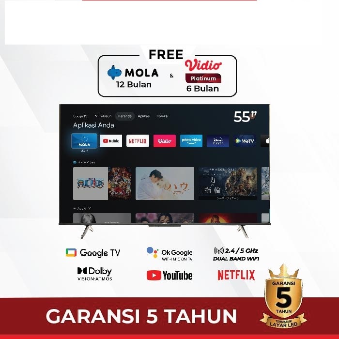 LED TV POLYTRON 4K UHD Smart Google TV 55 Inch PLD 55UG5959