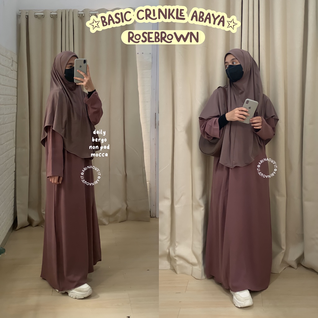 BASIC CRINKLE ABAYA BY ARUNAOUTFIT