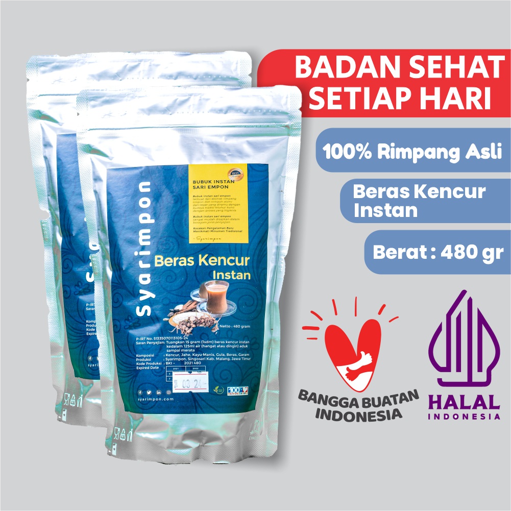 

GOM - Beras Kencur Bubuk Instan Syarimpon 480 gram Halal Kemenag / Minuman Jamu Tradisional / Minuman Rimpang Sehat Murah / Segala Umur Muda Tua / Minuman Herbal / Jamu Berkualitas Premium / Bukan Jamu Murahan / Kemasan Higienis dan Halal