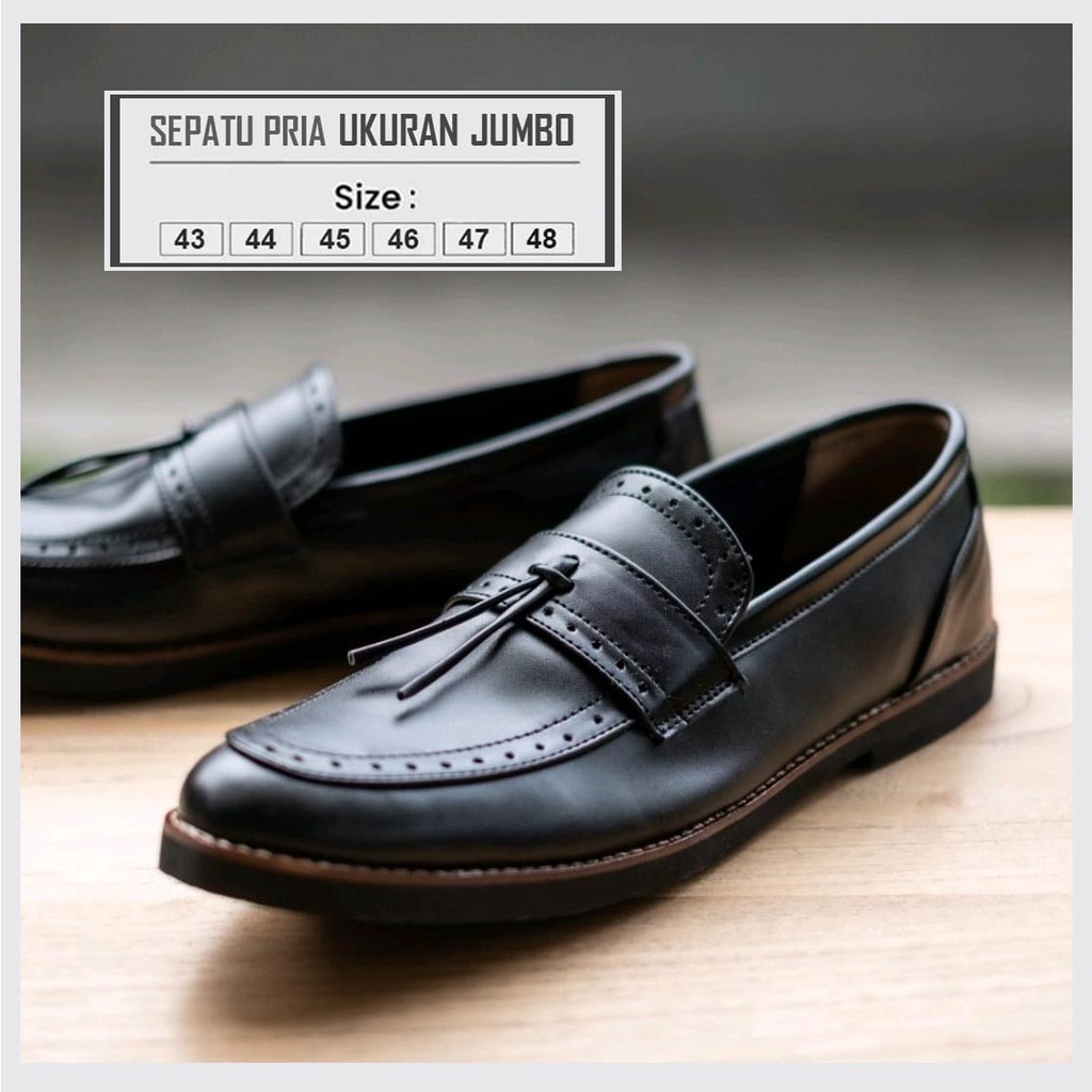 NICHOLSON LEATHER PREMIUM | Sepatu Pria Loafer Formal Big Size Moccasin Kantor Ukuran Besar Jumbo 43-48