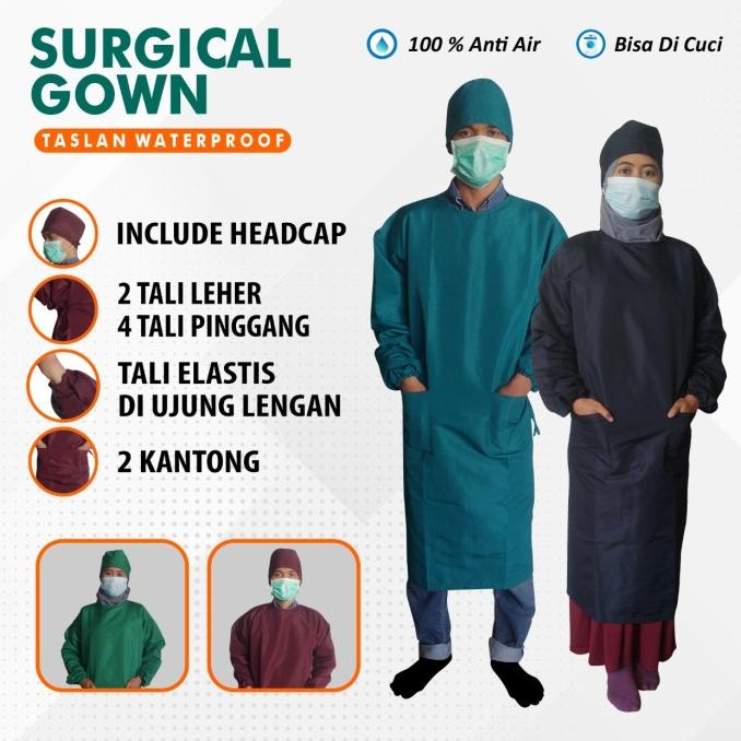 DISKON APD Gown Surgical Taslan Waterproof baju bedah anti air bisa dicuci MURAH