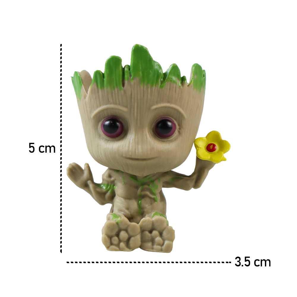 Groot Mini Action Figure Holding Flower Pot Tanaman 5cm - TKR3 - Brown