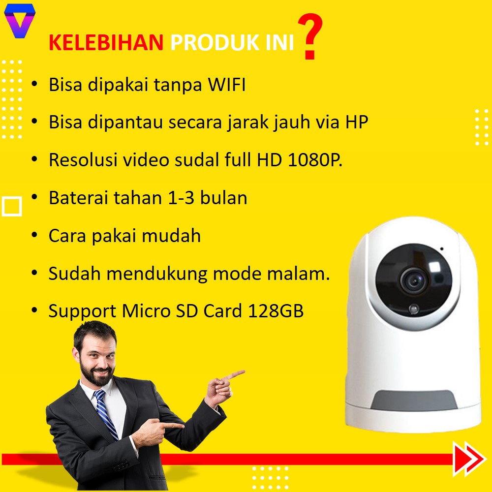 IP CAMERA CCTV WIFI WATERPROOF OUTDOOR INDOOR PORTABLE BATERAI WIRELESS SAMBUNG KE HP KAMERA PENGINTAI AUTO TRACKING JS178