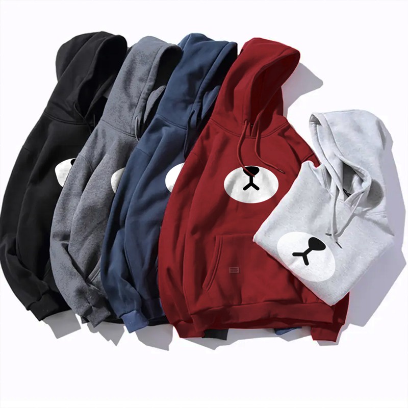 Parisdivarious Sweater Hoodie Jemper Bearline Bahan Fleece Size S - XL (Pria &amp; Wanita)