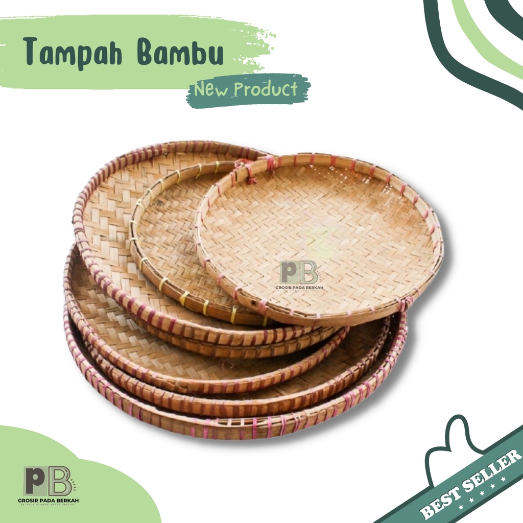 Tampah Bambu Nyiru Bambu Anyaman Kecil Nampan Bambu / Nyiru Bambu Besar 45 Cm