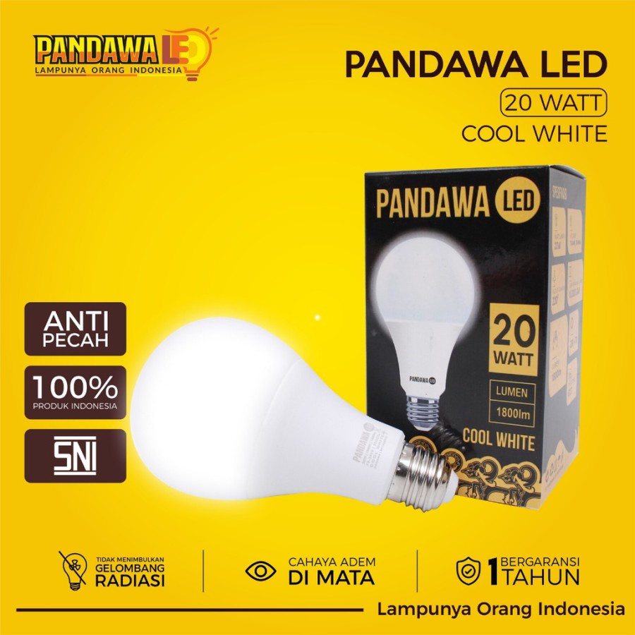 LAMPU LED 20W PANDAWA BERGARANSI