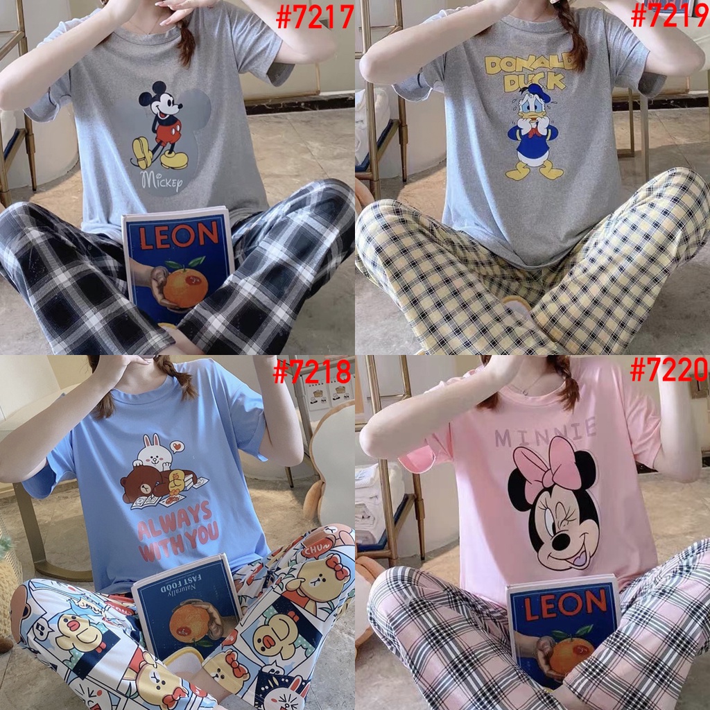 Piyama Korea CP Import Baju Tidur Wanita Umisuka Piama Karakter Spandek Setelan Lengan Pendek KKUM JALJA