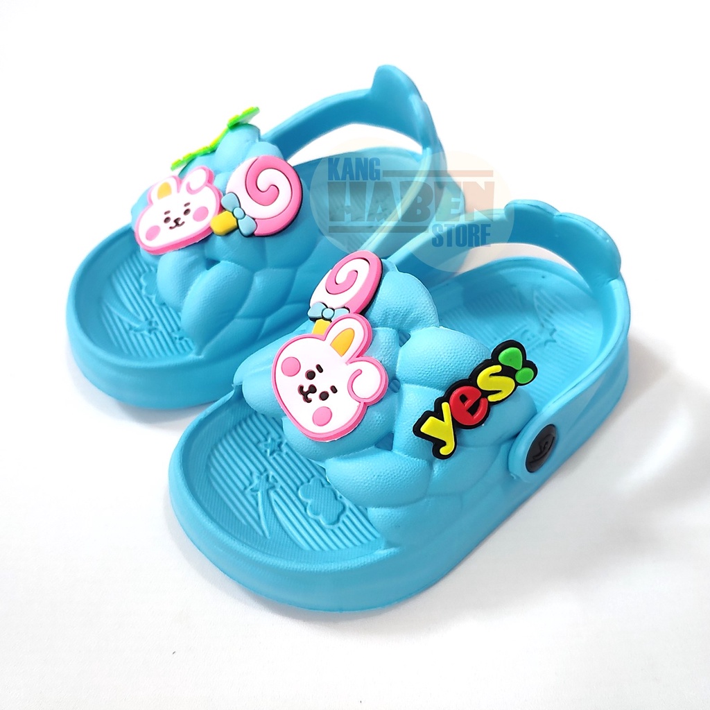 Habenkids Sandal Kokop Anak Balita Cewek Emblem Jibbitz Lucu Kelinci Permen