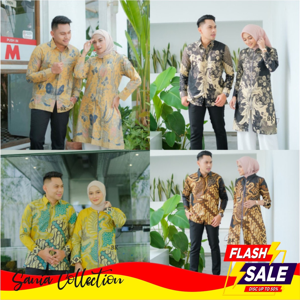 Baju Couple Batik Kemeja Tunik Kantoran Kuliahan